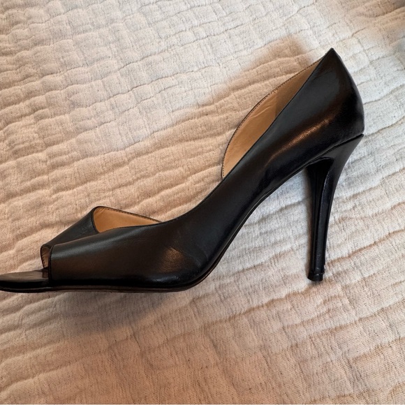Nine West Classic Leather Black Peep-Toe Heels Women’s Size 9 - Picture 5 of 10